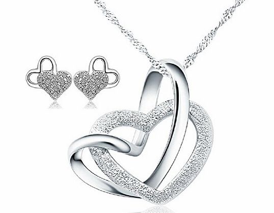 ELBONTEK 18IN/20IN Genuine 925 Sterling Silver Loving You A Lifetime Interlocking Crafted Heart Shape Pendant Necklace For Women(20 IN)