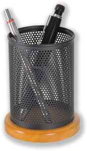 Eldon Rolodex Pen Holder Wood and Punched Metal Cherry