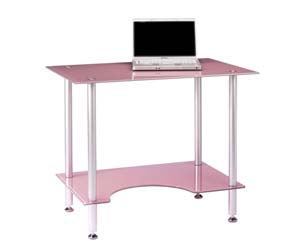 pink glass computer desk