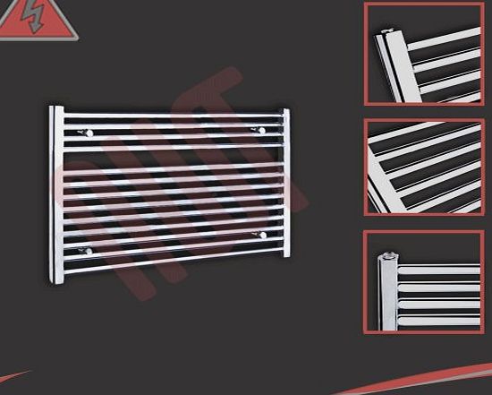 Electric Ladder Rails 900mm(w) x 600mm(h) Straight Chrome Electric Heated Towel Rail, Radiator, Warmer. Supplied with 300 Watt Electric Heating Element