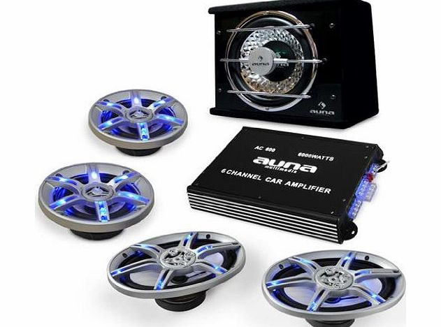 Electronic-Star Auna Hifi In Car Audio ``Beat Pilot FX-413`` Speaker Amplifier Subwoofer Set