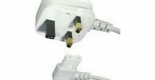 White 3m Mains Power Cable/Lead by electrosmart� ~ 3 Pin Moulded UK Plug to Right Angled IEC C7 Figure 8