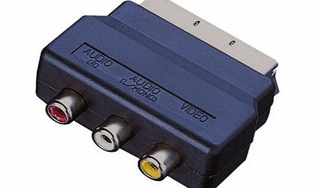 Electrovision Scart Adaptor with 3 Phono Sockets (Audio Video In) - Black