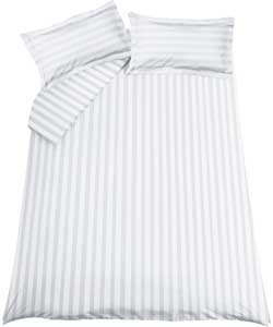 Elegance White Satin Stripe Duvet Cover - Kingsize