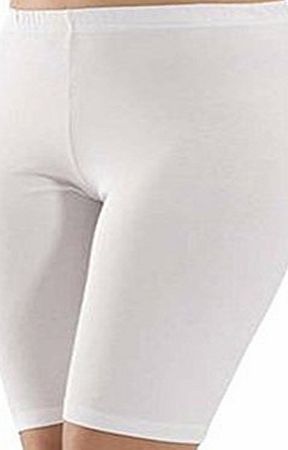 elegance1234 LADIES STRETCHY COTTON LYCRA ABOVE KNEE SHORTS ACTIVE LEGGING (X-LARGE, WHITE)