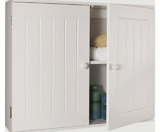 Elegant Brands Ltd White wooden Bathroom Wall Mounted Cabinet / Storage, Tongue and Groove Style