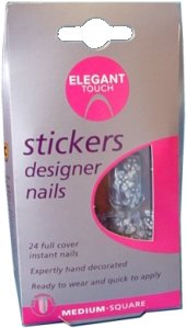 Elegant Touch Sticker Design Nails Med/Squ 24 Instant Nails Shimmer Lily