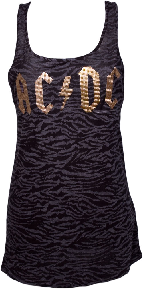Elegantly Waisted Ladies AC/DC Leopard Burnout Vest Dress from