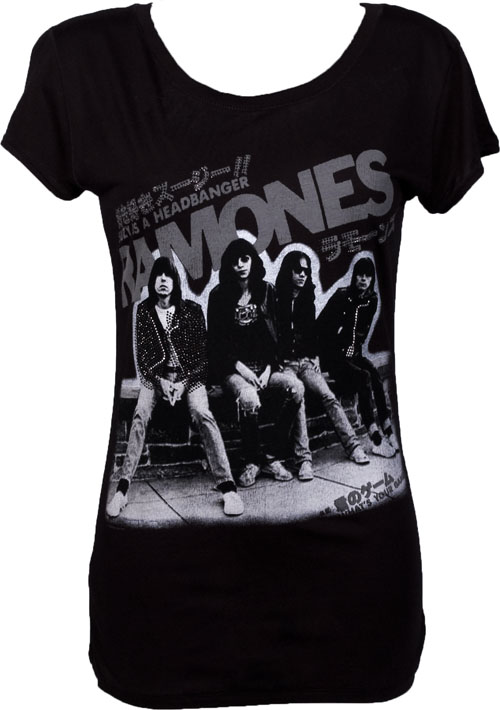 Ladies Headbanger Studded Ramones T-Shirt from