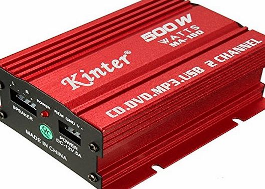 Elegiant  500w 12V Mini 2CH HiFi Stereo Audio Power Amplifier Car MP3 Speaker   USB