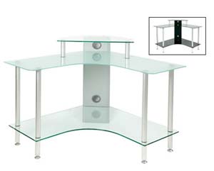 glass corner computer desk