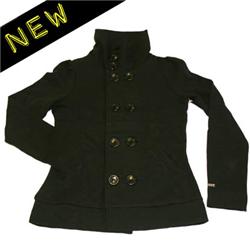 Ladies Ellie Button Sweat Jacket - Black