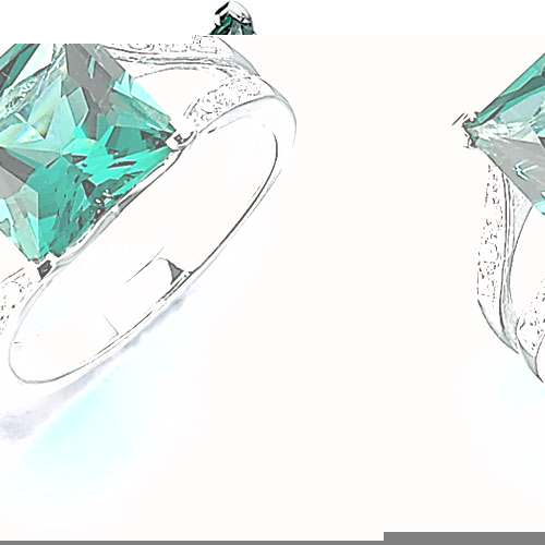 Green Quartz and Diamond Ring in 9 Ct White Gold by Elements