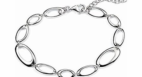 Element Sterling Silver, Ladies, B3453, Open Oval Link Bracelet, Length 18cm plus 3cm Extender