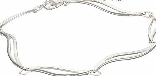 Elements Silver Element Sterling Silver, Ladies, B3466, Linked Leaves Bracelet, Length 17.5 cm   3 cm extender