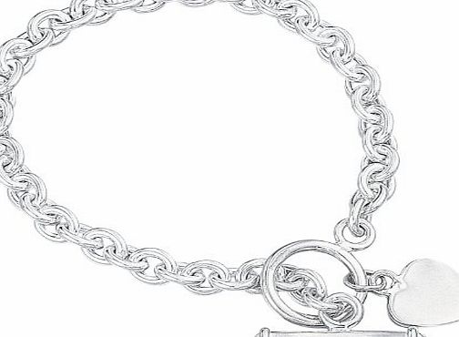 Elements Silver Elements Sterling Silver Ladies B066 Heart Tag T-Bar Bracelet