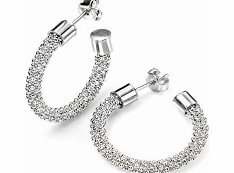 Elements Silver Elements Sterling Silver, Ladies, E4493, Bead Chain Hoop Earring