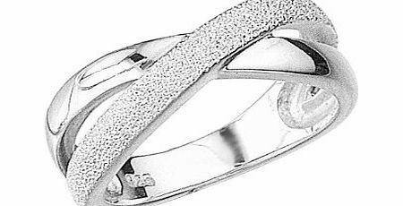 Elements Silver Elements Sterling Silver R702 54 Ladies 1/2 Diamond cut Crossover Kiss Ring - Size Medium