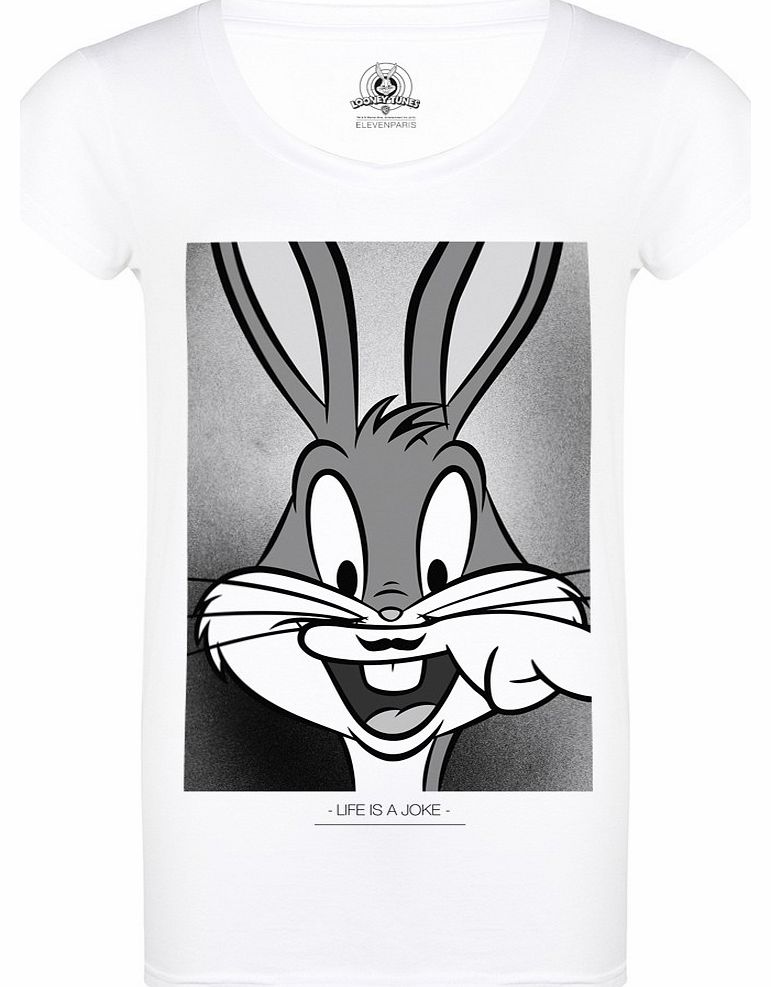 Eleven Paris Ladies White Bugs Bunny Moustache T-Shirt from