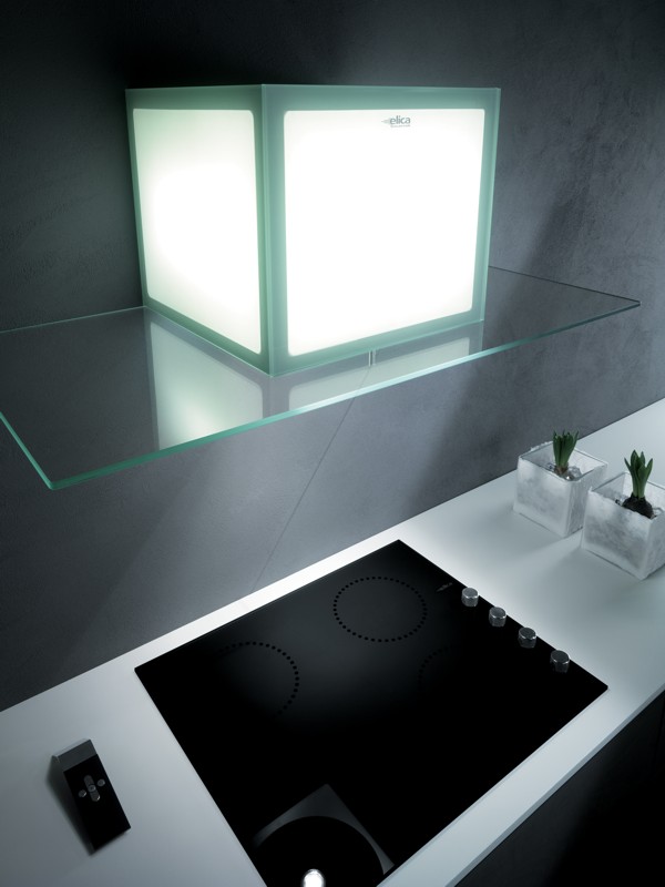 CUBE LIGHT 90cm Chimney Hood in Stainless