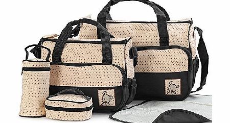 eLifeStore 5pcs Baby bag Baby Nappy Changing Bag Set Diaper Bag Brand new Black