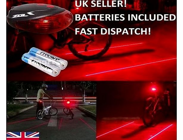 eLifeStore Smart Bicycle Red LASER Beam Tail Light   Bike Cycle 5 LED Rear Light Red Light Waterproof Design, Improve Safety for Night Cycling Riding (Red Light)