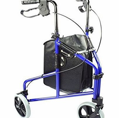 Elite Care Ultra Lightweight 3 Wheeled rollator /Tri Walker with brakes and Shopping Bag - choice of colours (Blue)
