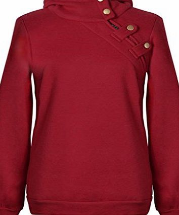 Elite99 Ladies Jumper Women Long Sleeve Hoodie Sweater Coat Black White Grey Army Green Wine Red (S, Wine Red)