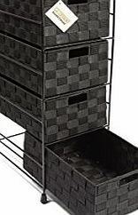 ELITEHOUSEWARES 4 Drawer Storage Cabinet for Bedroom, Bathroom- Black