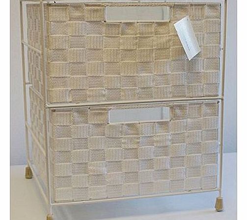 Woodluv 2 Drawer Storage Cabinet for Bedroom, Bathroom- White