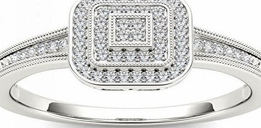 Elizabeth Jewelry 10Kt White Gold Diamond Engagement Halo Ring