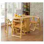 4 Seat Rubberwood Butterfly Set, Natural