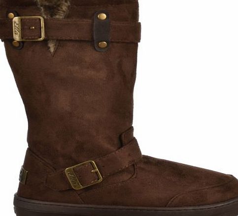 Ella Ladies Womens Ella Biker Fur Lined Flat Winter Snow Boot - Chestnut Brown, Black, Dark Brown, Grey Brown UK3 - EU36 - US5 - AU4