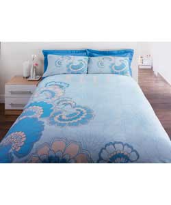 Elle Fleur Double Duvet Set - Blue