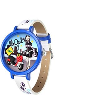 Girl - White and Blue Scooter Theme Watch
