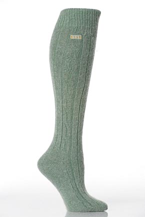 Ladies 1 Pair Elle Angora Cable Knit Knee High In 4 Colours Praline