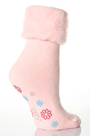 Ladies 1 Pair Elle Cosy Soft Slipper Sock In 8 Colours Pink