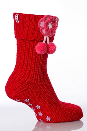 Elle Ladies 1 Pair Elle Daisy Slipper Socks In 3 Colours Red