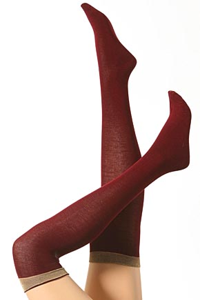 Elle Ladies 1 Pair Elle Lurex Top Over The Knees In 3 Colours Burgundy