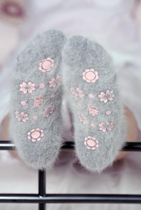 Ladies 1 Pair Elle New Luxury Angora Slipper Socks In 10 Colours Grey