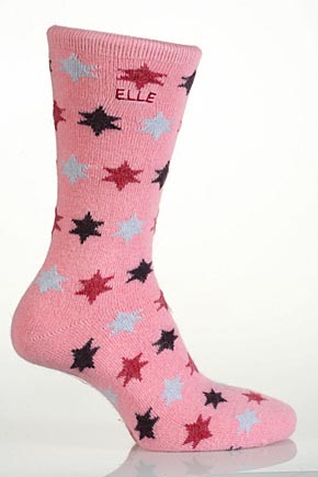 Elle Ladies 1 Pair Elle Patterned Angora Socks In 5 Colours Light Grey