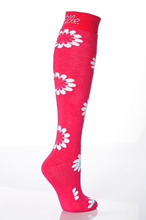 Elle Ladies 1 Pair Elle Patterned Wellie Socks In 3 Colours Bright Pink