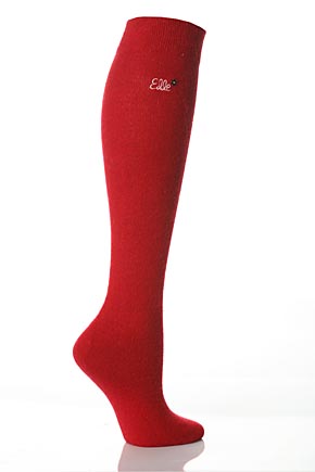 Elle Ladies 1 Pair Elle Plain Angora Knee High Socks In 6 Colours Deep Red