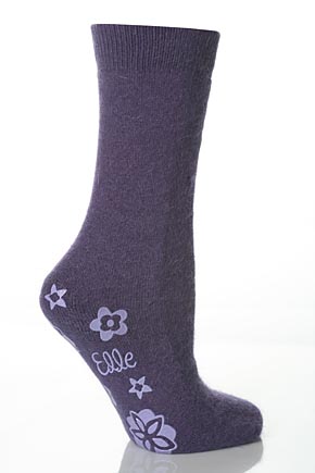 Elle Ladies 1 Pair Elle Plain Angora Slipper Socks In 4 Colours Purple