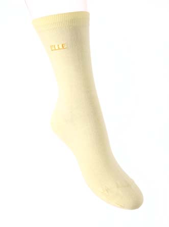 ELLE Ladies 1 Pair Elle Pure Classic Cotton Plain Trouser Sock Grey Melange