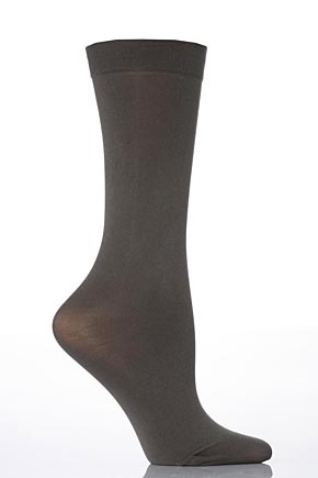 Elle Ladies 2 Pair Elle 40 Denier Velvet Soft Opaque Knee Highs With 3D Lycra In 4 Colours Charcoal Grey