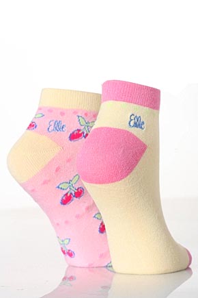 Ladies 2 Pair Elle Patterned Bamboo Trainer Liners In 3 Designs Cherry