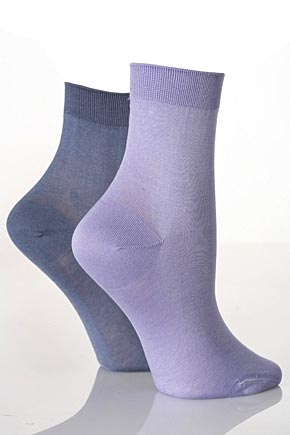 Elle Ladies 2 Pair Elle Pearl Cotton Anklets In 6 Colours Purples