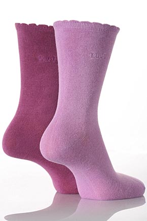 Ladies 2 Pair Elle Plain Bamboo Fibre Sock In 7 Colours Black