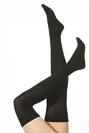 Elle Ladies 2 Pair Elle Plain Bamboo Over The Knee Socks In 5 Colours Black